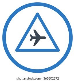 Airplane Danger vector icon. Style is bicolor flat circled symbol, smooth blue colors, rounded angles, white background.