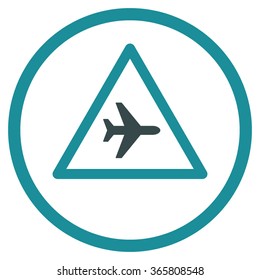 Airplane Danger vector icon. Style is bicolor flat circled symbol, soft blue colors, rounded angles, white background.