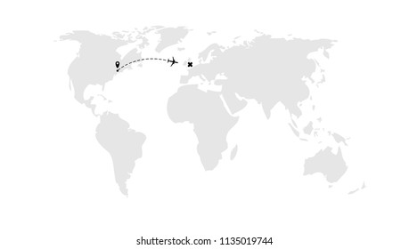 Airplane Dash Line Flight Route. EPS10 Vector