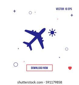 Airplane day flat icon vector
