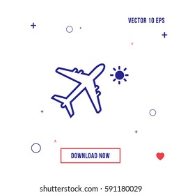 Airplane day flat icon vector