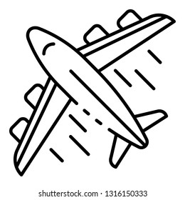 Airplane delivery icon. Outline airplane delivery vector icon for web design isolated on white background