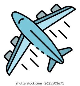Airplane delivery icon. Outline airplane delivery vector icon color flat isolated