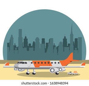 airplane delivery service on the airport vector illustration design