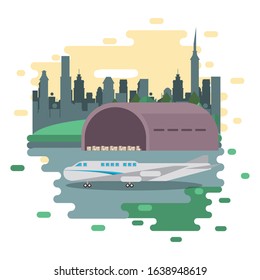 airplane delivery service on the airport vector illustration design