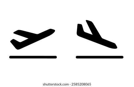 airplane departure and arrival icon vector on white background