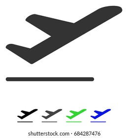 Airplane Departure flat vector illustration. Airplane Departure icon with gray, black, blue, green color versions.