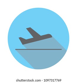 Airplane Departure icon. Elements of airport in flat blue colored icon. Premium quality graphic design icon. Simple icon for websites, web design, mobile app, info graphics on white background