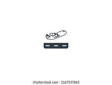 Emoticono plano del vector de salida del avión. Isolación del avión sacando ilustración. Icono de salida del avión