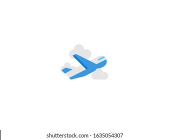 Airplane departure vector flat icon. Isolated plane take off, taking off emoji illustration 