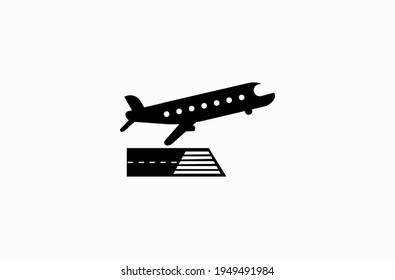 Icono plano del vector de salida del avión. Despegar avión aislado, sacando la ilustración de emoji