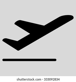 Airplane Departure vector icon. Style is flat black symbol, rounded angles, light gray background.