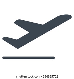 Airplane Departure vector icon. Style is flat smooth blue symbol, rounded angles, white background.