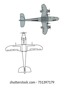 airplane design b/w and colored
