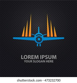 Airplane design on dark background,vector