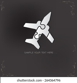 Airplane design on old background,vector logo template
