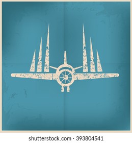 Airplane design on old background,vector