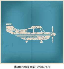 Airplane design on old background,vector