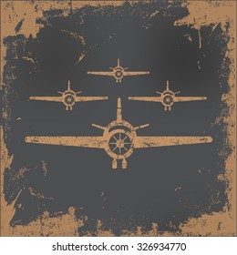 Airplane design on old paper background,vector