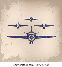 
Airplane design on old paper background,vector