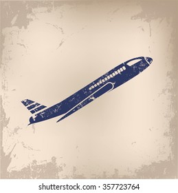 
Airplane design on old paper background,vector