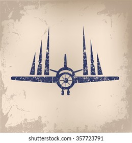 
Airplane design on old paper background,vector
