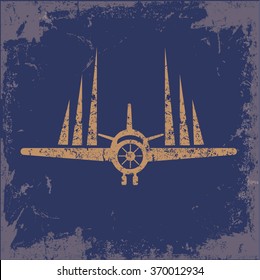 
Airplane design on old paper background,vector