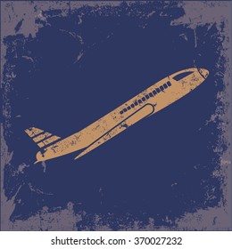 
Airplane design on old paper background,vector
