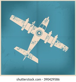 Airplane design on old paper background,vector