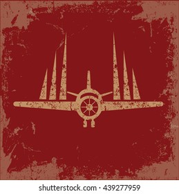 Airplane design on red background,vector