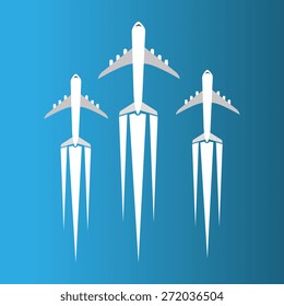 Airplane design over blue background, vector illustration.