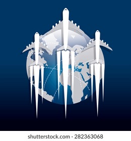 Airplane design over blue background, vector illustration.