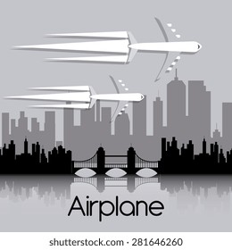 Airplane design over gray background, vector illustration.