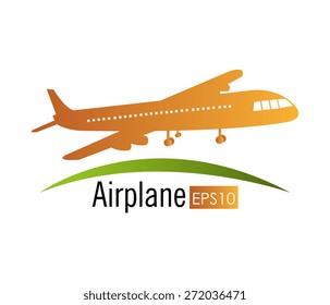 Airplane design over white background, vector illustration.