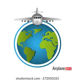 Airplane design over white background, vector illustration.