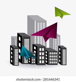 Airplane design over white background, vector illustration.