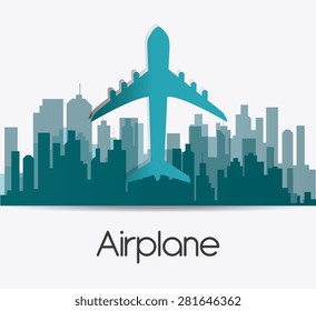 Airplane design over white background, vector illustration.
