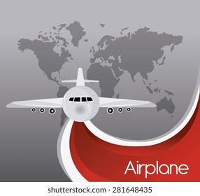 Airplane design over white background, vector illustration.