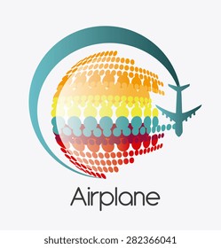 Airplane design over white background, vector illustration.