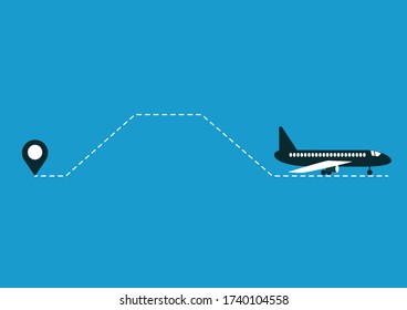Airplane destinations, Airplane line path,flight route with start point,Illustration vector.