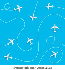 Airplane destinations vector seamless background 