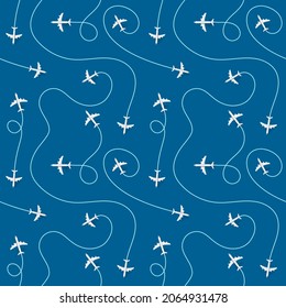 Airplane destinations vector seamless background 