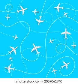 Airplane destinations vector seamless background 