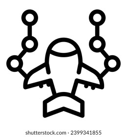 Airplane dimensions icon outline vector. Large aerial aircraft. Landing airplane coordination