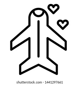 Airplane direction honeymoon icon. Outline airplane direction honeymoon vector icon for web design isolated on white background