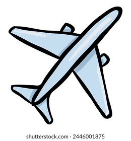 Airplane Doodle Single Icon on White Background