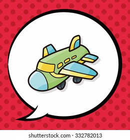 airplane doodle, speech bubble