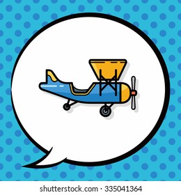 airplane doodle, speech bubble
