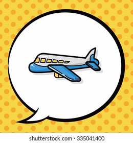 airplane doodle, speech bubble