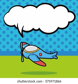 airplane doodle, speech bubble